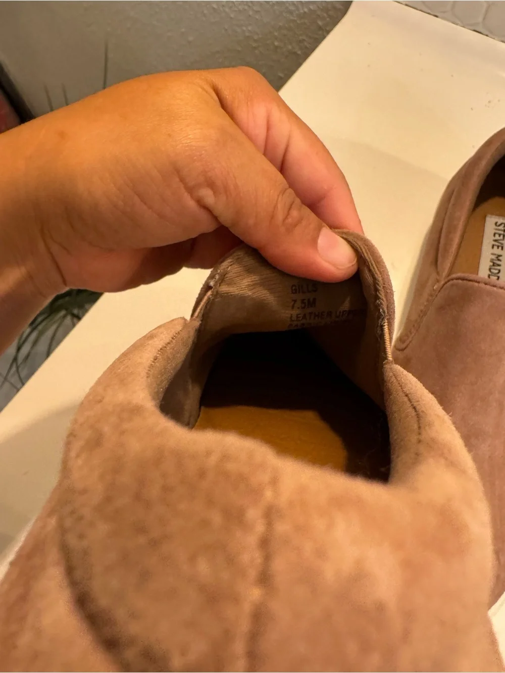 Steve Madden Men's Slip-On Suede Loafers in Taupe and White